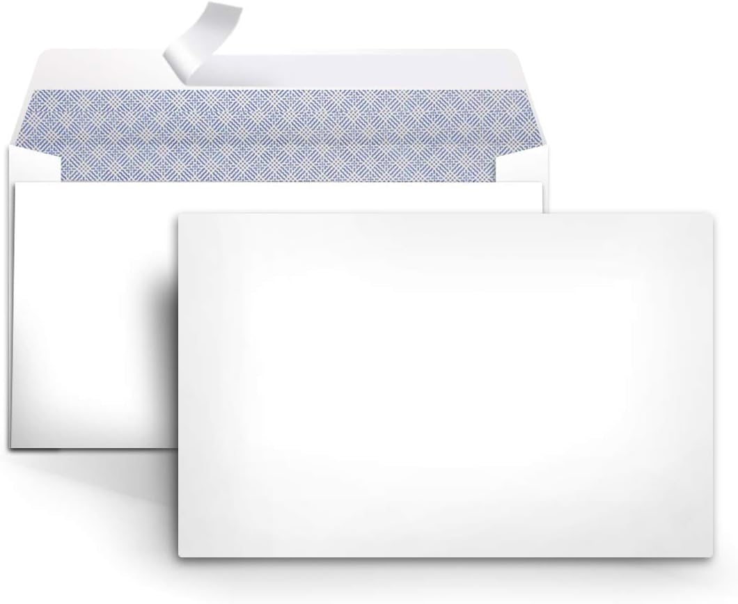 #6 3/4 Security-Tinted Self-Seal Envelopes, White, 100-Pack