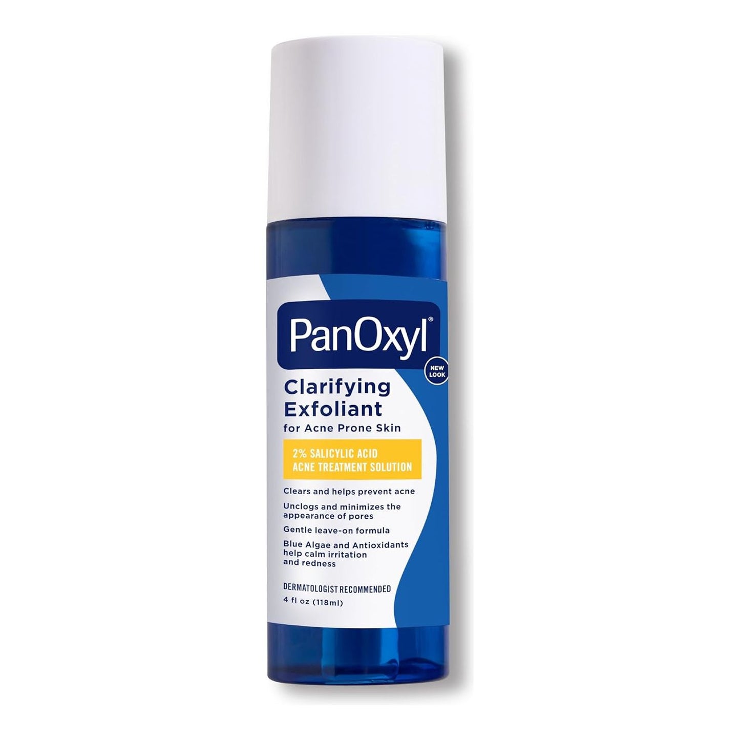 PanOxyl Clarifying Exfoliant with 2% Salicylic Acid, BHA Liquid Exfoliant for Face, Unclogs, Minimizes Appearance of Pores, Blue Algae and Antioxidants Help Calm Redness, For Acne Prone Skin, 4 fl oz