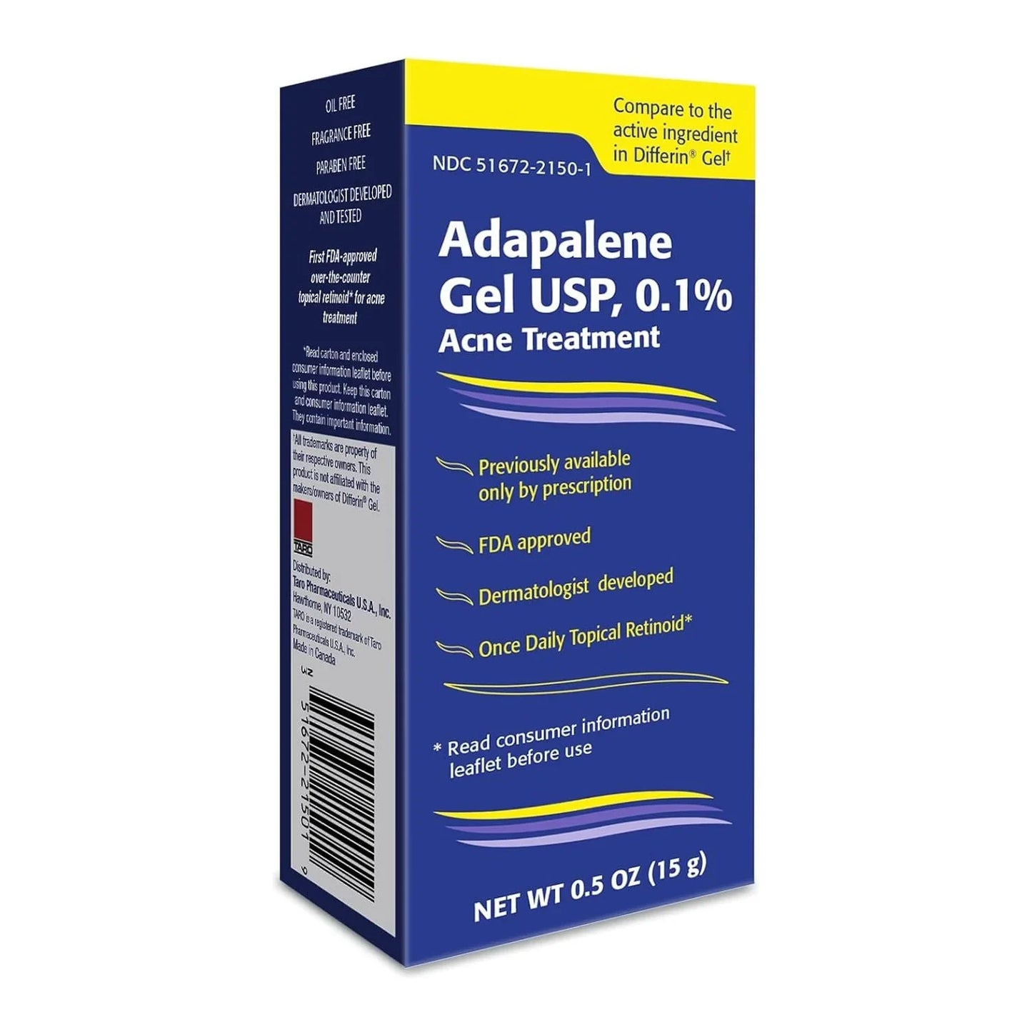Taro Adapalene 0.1% Acne Treatment Gel - Paraben Free (0.5oz) - USA in UK