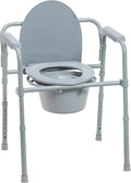 Drive Medical Folding Bedside Commode, Adjustable Height, 158.8 kg (350 lb)