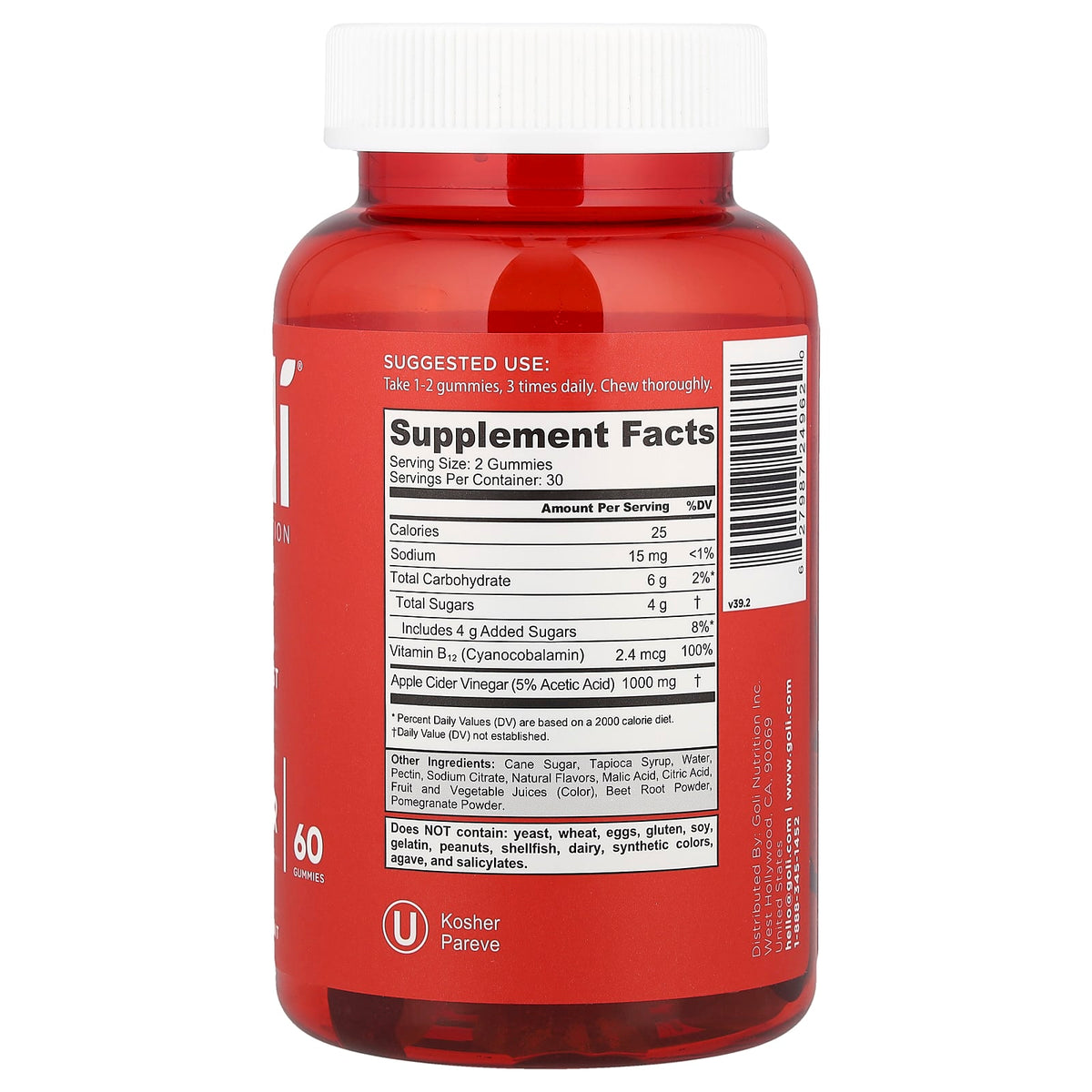 Goli Nutrition Apple Cider Vinegar Gummies, 60 Gummies - view 2