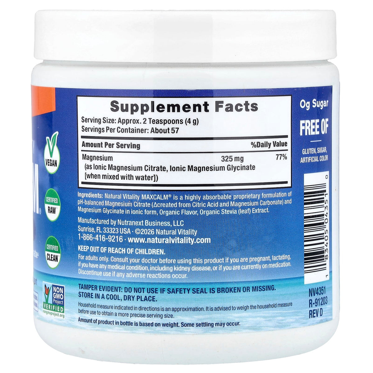 Natural Vitality MaxCalm Relaxing Drink Mix, Orange, 227 g (8 oz) - view 2