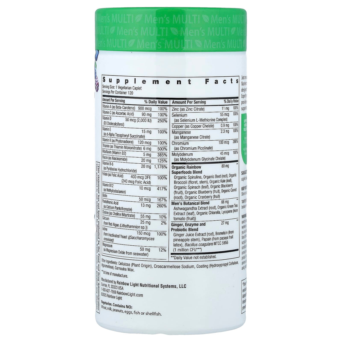 Rainbow Light Men's One+ Real Food Nutrients, 120 Vegetarian Caplets - view 2