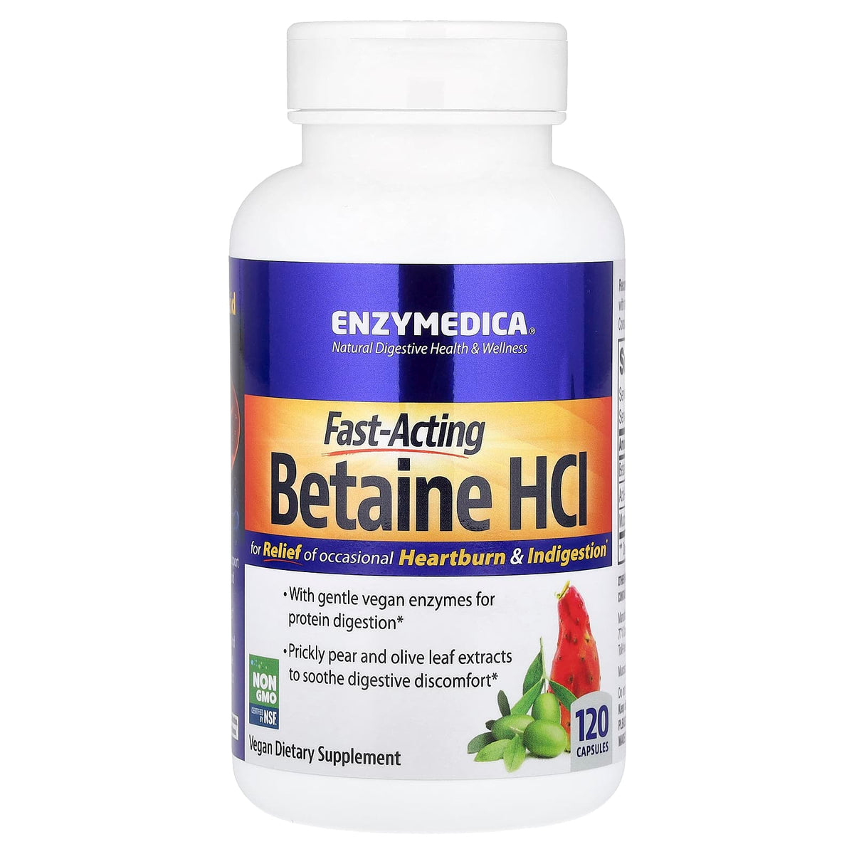 Enzymedica Fast-Acting Betaine HCl, 120 Capsules - view 3