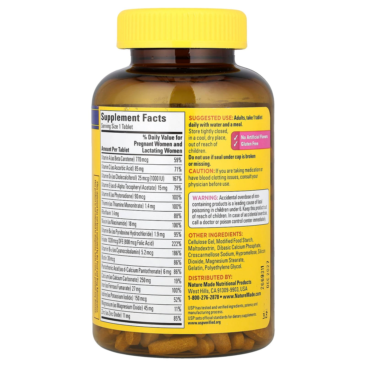 Nature Made Prenatal Folic Acid Multivitamin, 250 Tablets - view 2