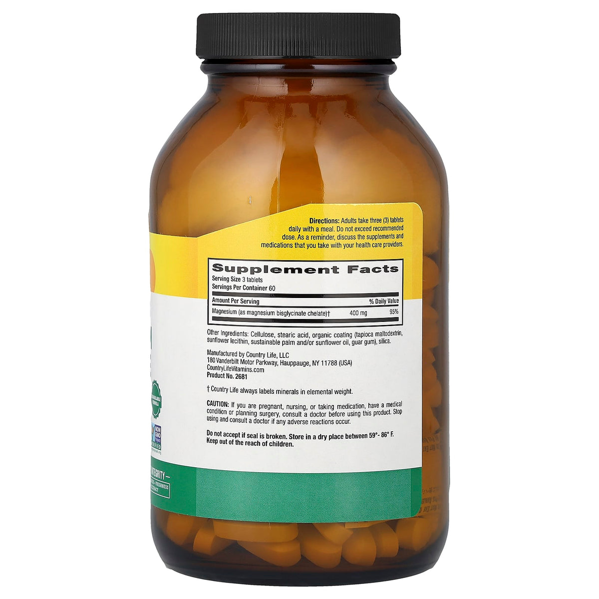 Country Life Chelated Magnesium Glycinate, 180 Tablets (133 mg per Tablet) - view 2