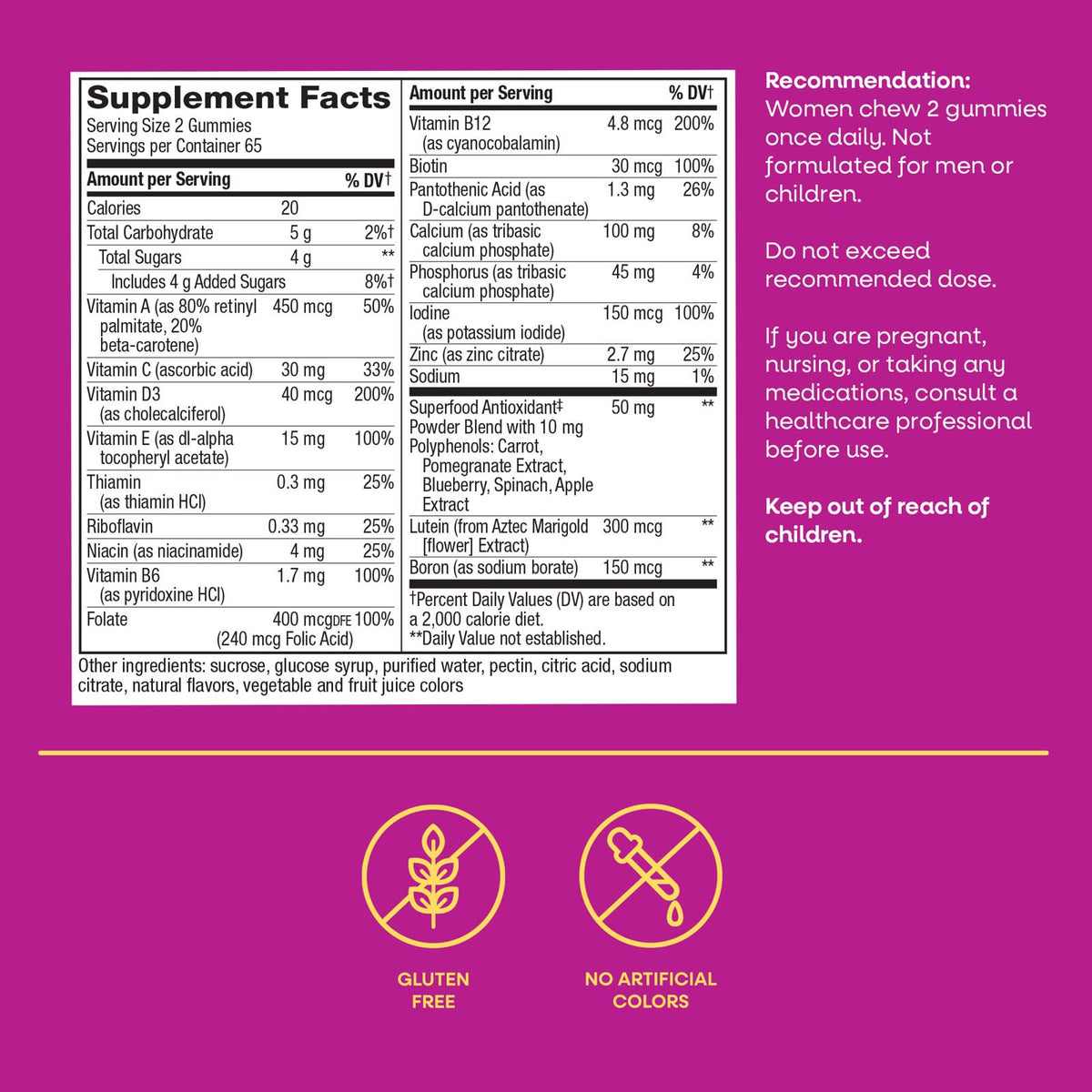 Nature's Way Alive! Women's 50+ Multivitamin Gummy, Mixed Berry, 130 Gummies - view 6