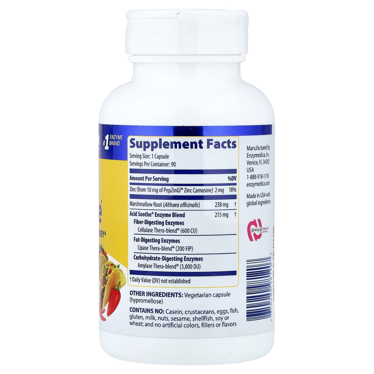 Enzymedica Acid Soothe, 90 Capsules - view 2