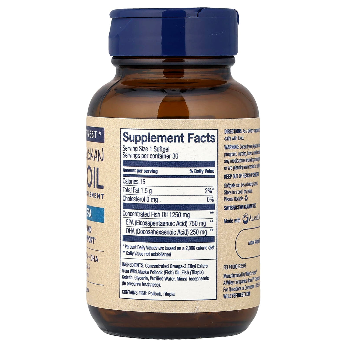 Wiley's Finest Wild Alaskan Fish Oil, Peak EPA, 30 Softgels - view 2