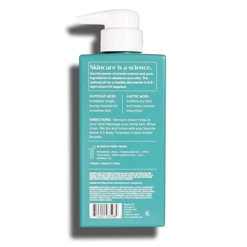 MEDIX 5.5 Exfoliating AHA Glycolic Acid Face & Body Scrub Cleanser + Vitamin C Moisturizing Body Cream Lotion Skin Care 2PC - USA in UK