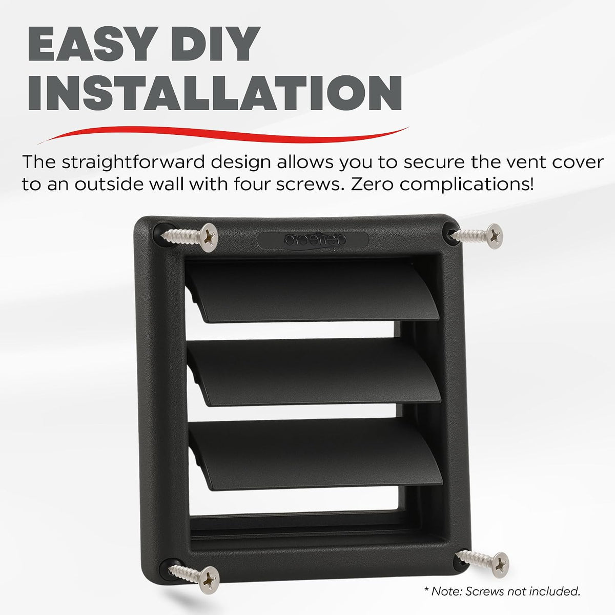 Deflecto 4-Inch Outdoor Dryer Vent Cover with Louvered Damper, Black - view 6
