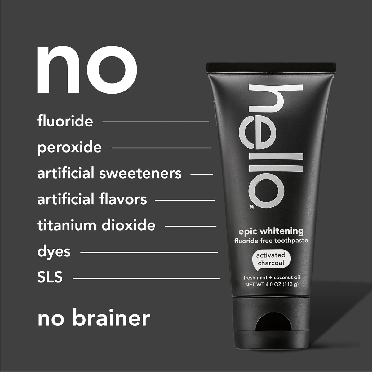 hello Epic Whitening Activated Charcoal Toothpaste, 4 oz - view 6