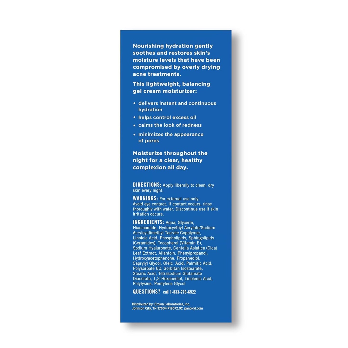 PanOxyl PM Balancing Repair Moisturizer with Niacinamide, Ceramides and Cica, Hydrating Face Moisturizer, Acne Prone Skin and Dry Skin, Non-Comedogenic Night Face Moisturizer, 3 oz
