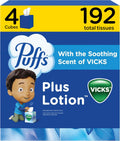 Puffs Plus Lotion with Vicks Scent Tissues, 4 Cubes of 48