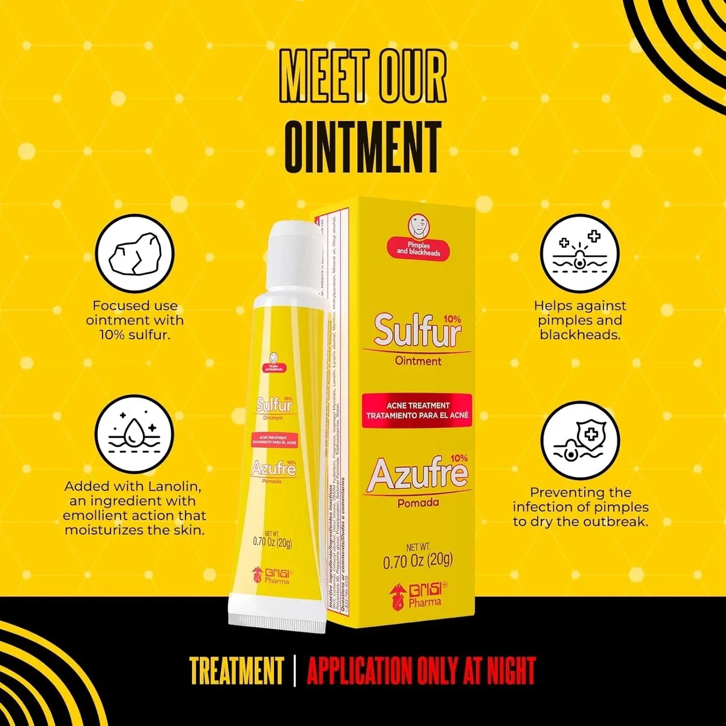 Biosulfur Sulfur Ointment with 10% Sulfur, Assists You in Treating Pimples, Blackheads or Blemishes, Acne Treatment - USA in UK