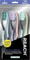 Reach Essentials Soft Toothbrushes with Toothbrush Caps, 6 Count