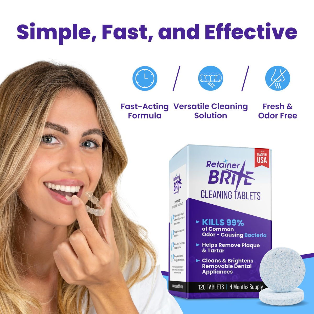 Retainer Brite Cleaning Tablets for Retainers and Aligners, 120 Count - view 6