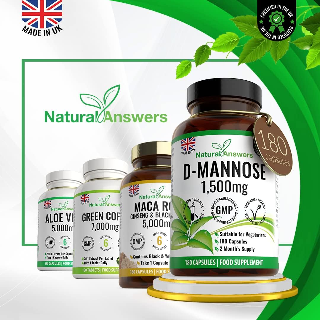 Natural Answers D-Mannose 1500 mg Vegetarian Capsules 180 Count - view 6