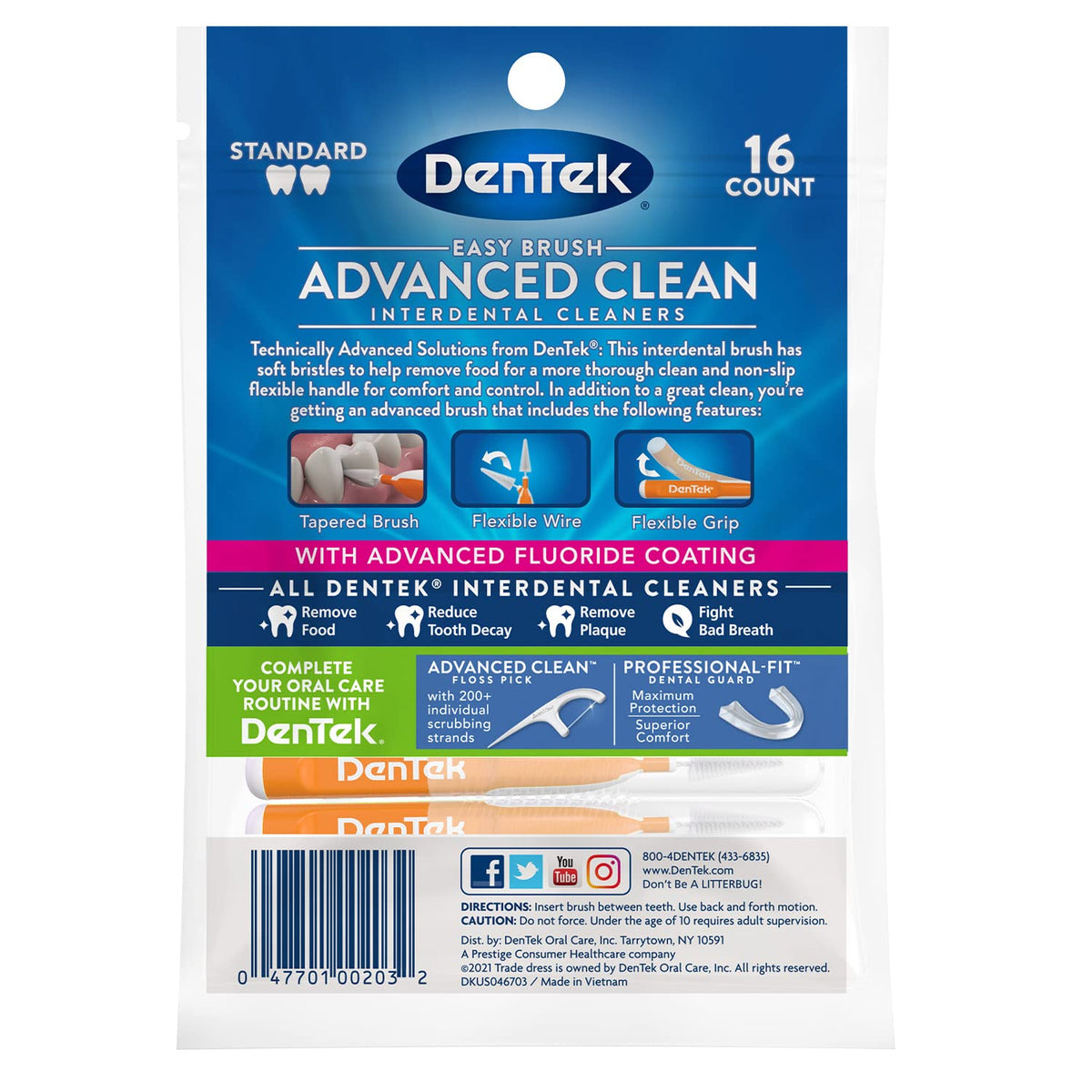DenTek Easy Brush Interdental Cleaners Standard Mint, 16 Count, Pack of 2 - view 5