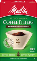 Melitta #4 Unbleached Natural Brown Cone Coffee Filters, 100 Count