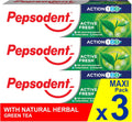 Pepsodent Active Fresh Toothpaste with Fluoride and Calcium 75 ml (2.5 fl oz), Pack of 3