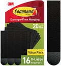 Command XL Heavyweight Picture Hanging Strips, 16 Pairs, Black
