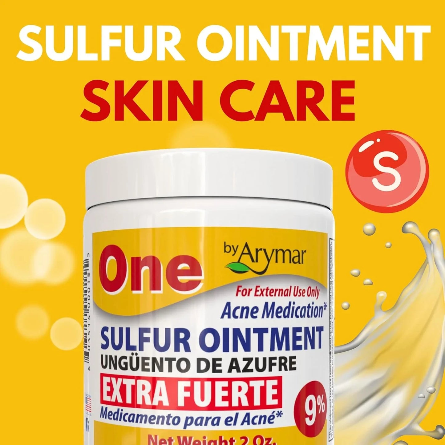 Arymar Sulfur Ointment 9% Acne Spot Treatment for Face and Body 2oz - USA in UK