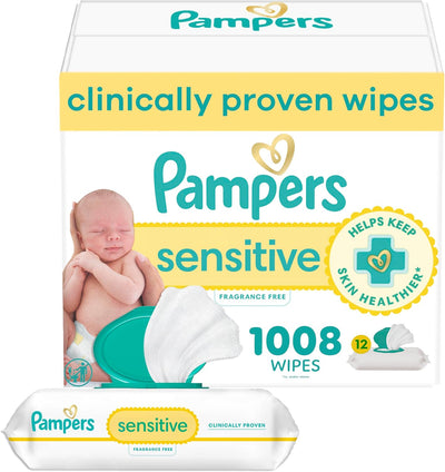 Pampers Sensitive Baby Wipes, Unscented, 1008 Wipes