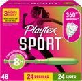 Playtex Sport Tampons Multipack Regular/Super, Fragrance Free, 48 Count