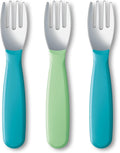 NUK Kiddy Cutlery Forks, Pack of 3, Blue and Green