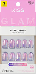 KISS GLAM Press-On Nails 'One n Only', Pink, Short Round, 32 Count