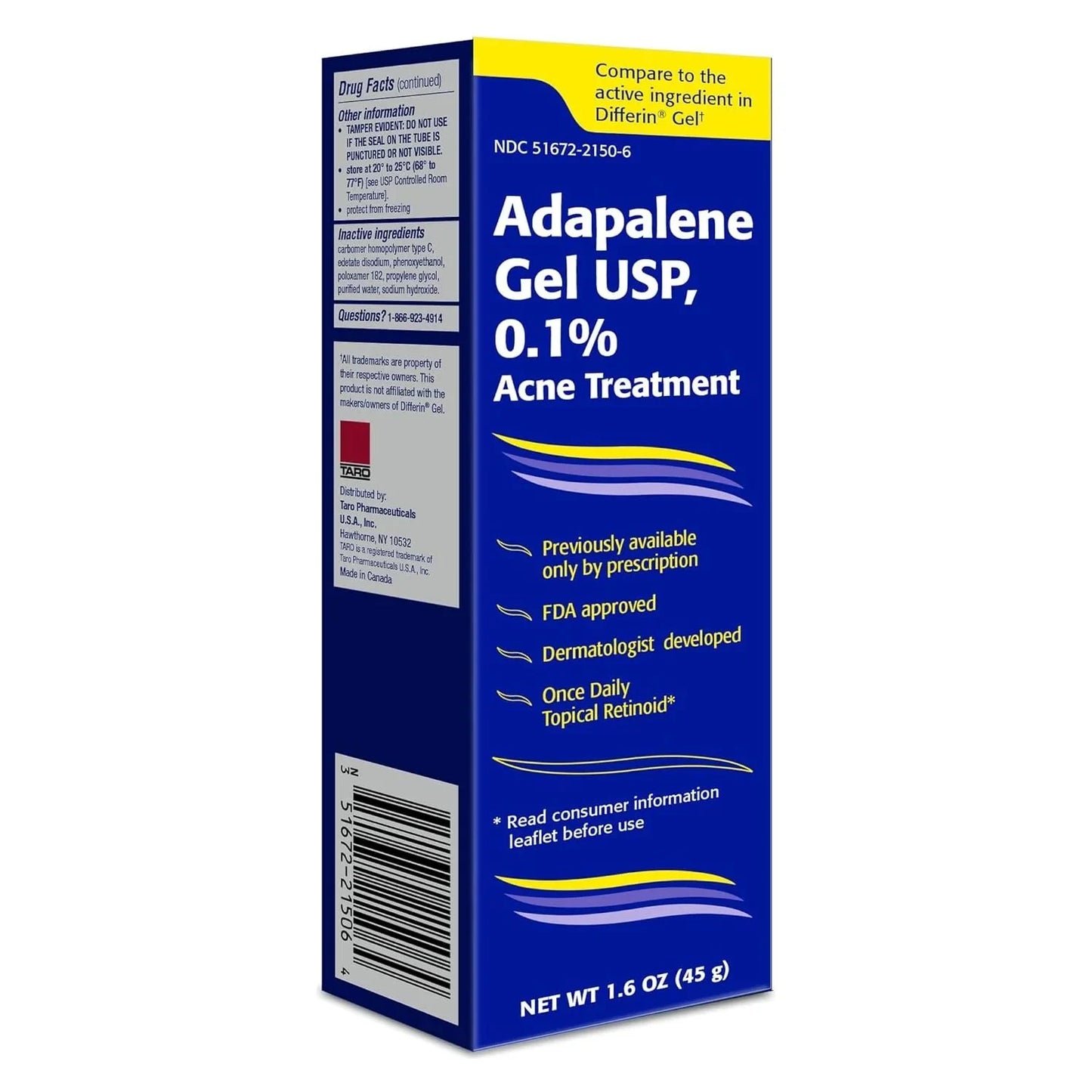 Taro Adapalene 0.1% Acne Treatment Gel - Paraben Free (1.6 oz) - USA in UK