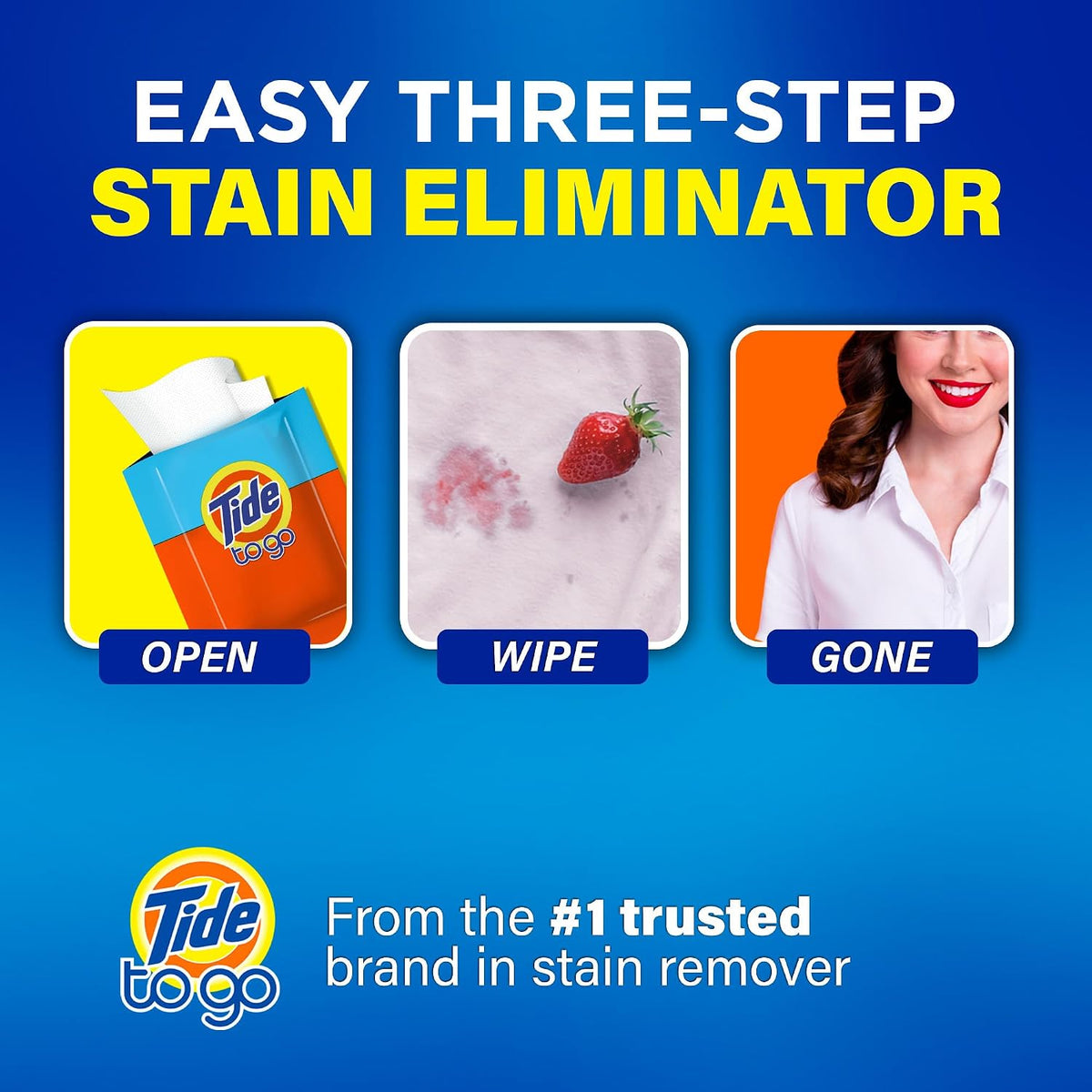 Tide To Go Instant Stain Remover Wipes, 10 Count, Pack of 2 - view 5