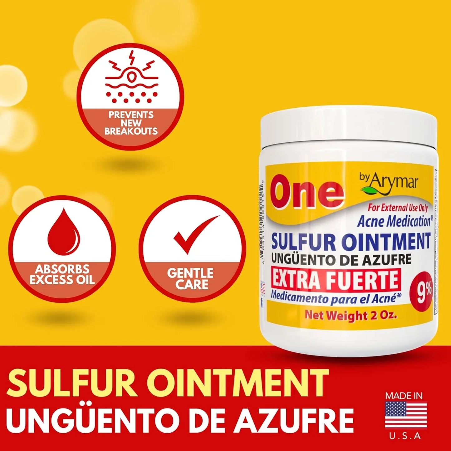Arymar Sulfur Ointment 9% Acne Spot Treatment for Face and Body 2oz - USA in UK