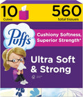 Puffs Ultra Soft Non-Lotion Facial Tissues, 10 Cube Boxes, 56 Tissues Each