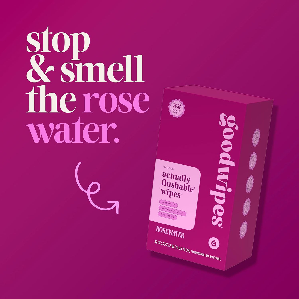 goodwipes Flushable Wipe Singles, Rosewater, 32 Count - view 6