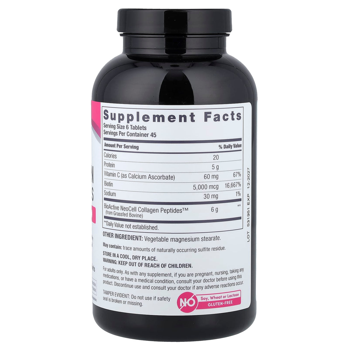 NeoCell Grassfed Collagen Peptides + Vitamin C & Biotin, 270 Tablets - view 2