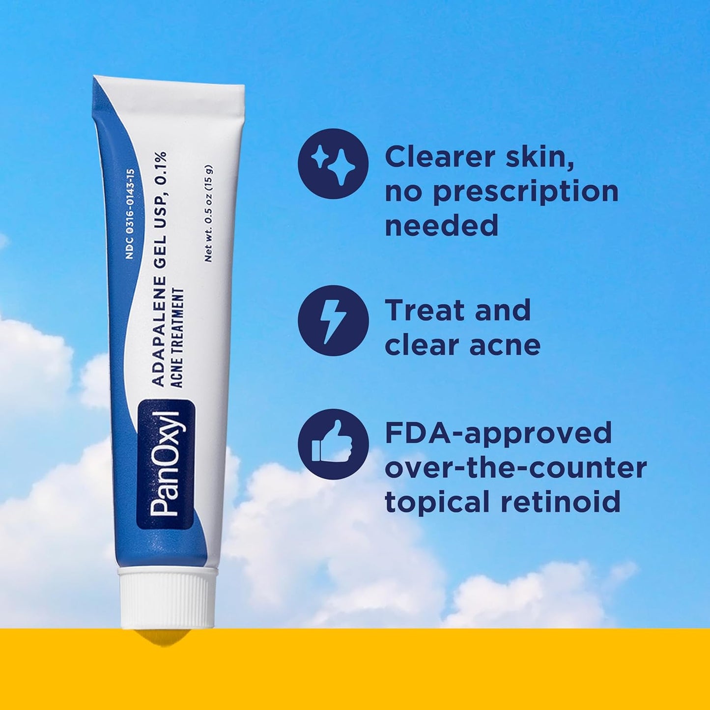 PanOxyl, Adapalene Gel USP, 0.1%, Acne Treatment, 0.5 oz (15 g)