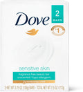Dove Sensitive Skin Unscented Beauty Bar 106 g (3.75 oz), Pack of 2