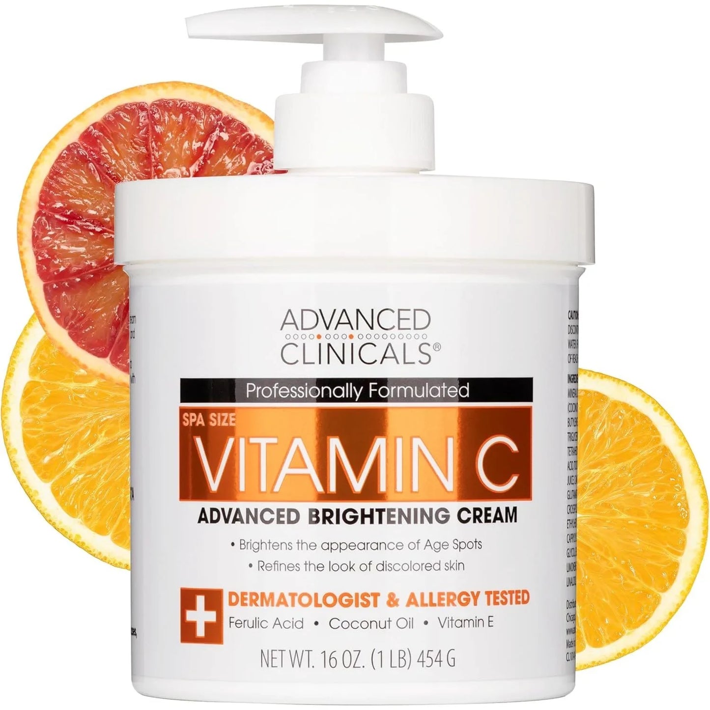 Advanced Clinicals Vitamin C Cream Face & Body Lotion Moisturizer | anti Aging Skin Care Firming & Brightening Cream for Body, Face, Uneven Skin Tone, Wrinkles, & Sun Damaged Dry Skin, 16 Oz - USA in UK