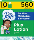 Puffs Plus Lotion Facial Tissues, 10 Cube Boxes of 56