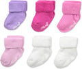 Little Me Baby Girl Socks, 0-6 Months, Purple Pink White, Pack of 6