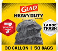 Glad ForceFlex Large 114 L (30 Gallon) Black Bin Bags, Unscented, 50 Count