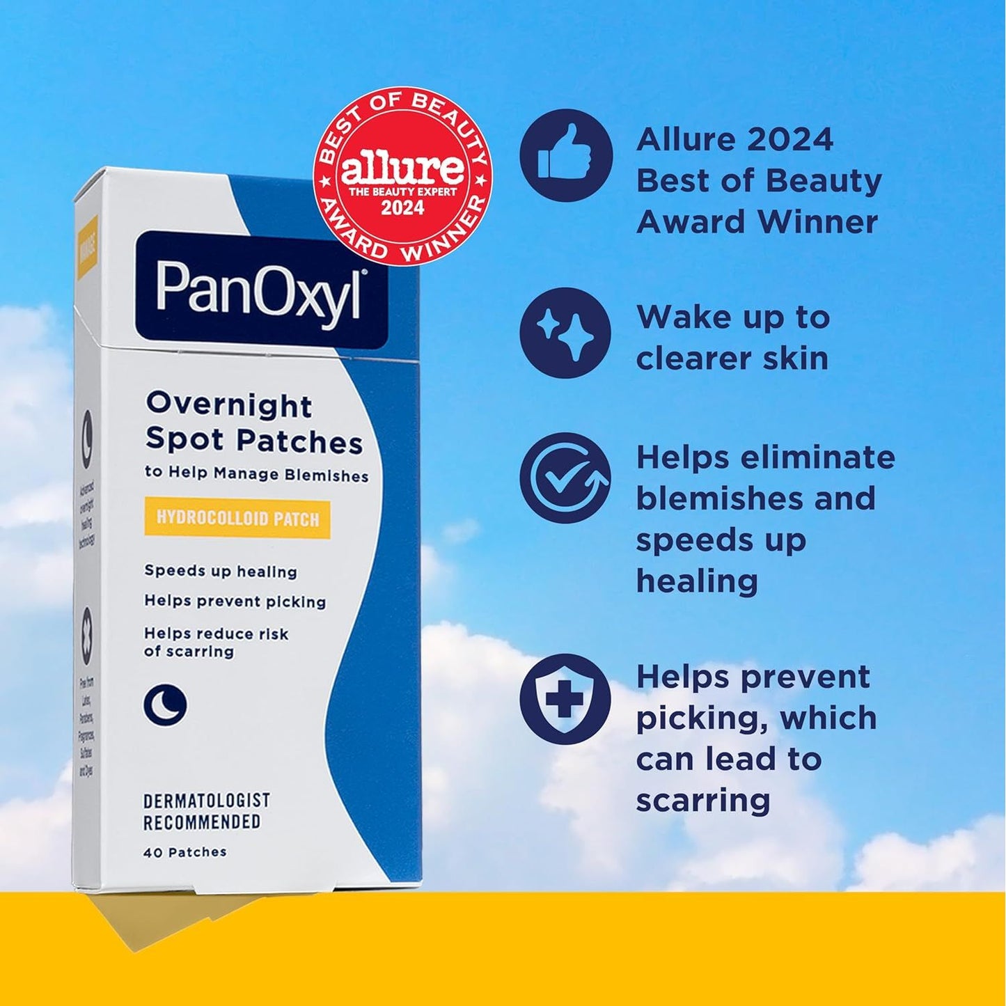 PanOxyl PM Overnight Spot Patches, Advanced Hydrocolloid Healing Technology, 40 Count