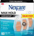 Nexcare Max Hold Waterproof Bandages, Clear, 60 Count, 3.2 x 6.3 cm (1.25 x 2.5 in)