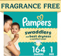 Pampers Swaddlers Nappies, Size 1 (8-14 lbs), 164 Count
