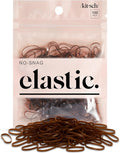 Kitsch Pro No Snag Mini Gummy Hair Elastics, Brown, 100 Count