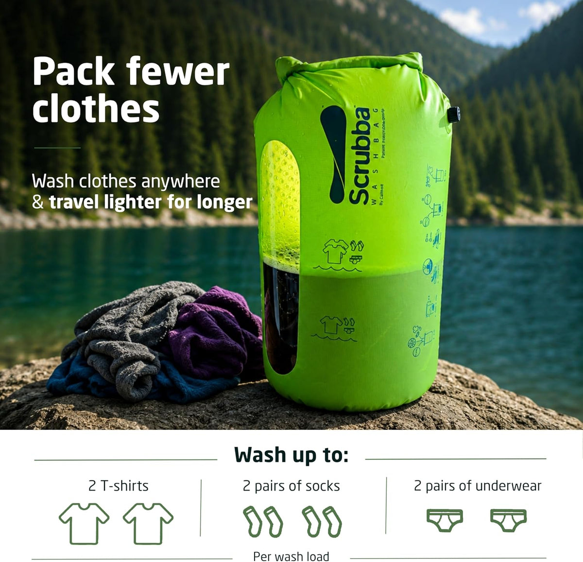 Scrubba Wash Bag Washboard-in-a-Bag Travel Clothes Washer, 5 oz (140 g) - view 6