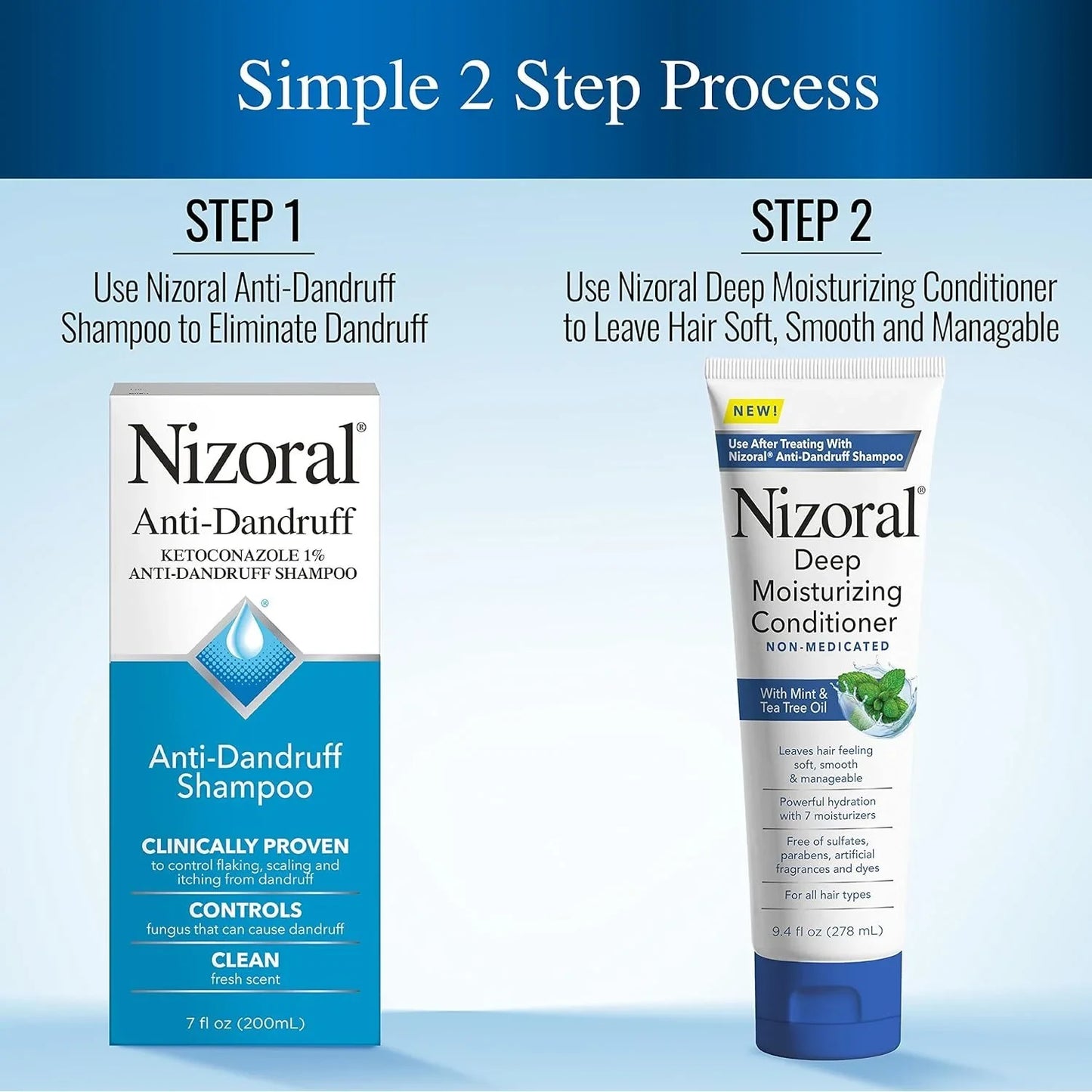 Nizoral Anti-Dandruff Shampoo, 7 Oz + Deep Moisturizing Conditioner, 9.4 Oz Bundle - USA in UK
