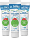 Dr. Brown's Fluoride-Free Baby Toothpaste, Strawberry, 40 g (1.4 oz), Pack of 3